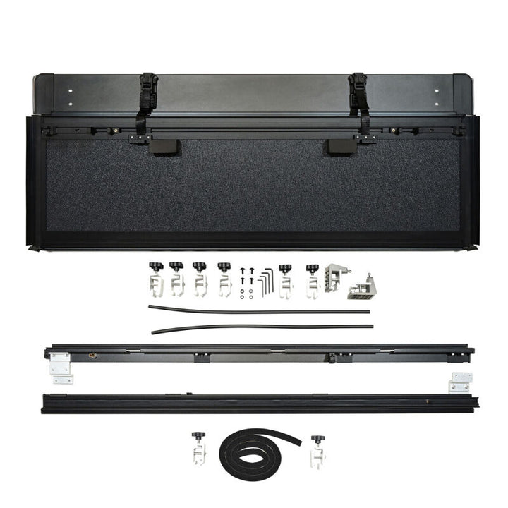 Westin 07-21 Toyota Tundra 5ft 7in Bed Hard Tri-Fold Tonneau Cover - Black - Bull Strap