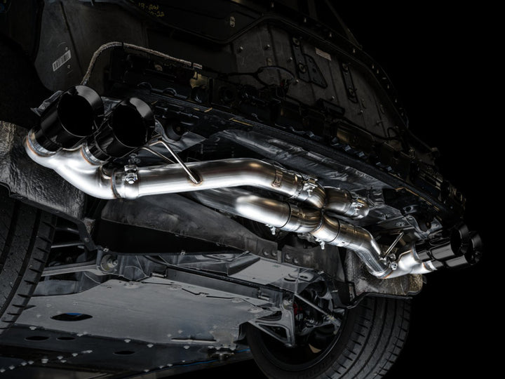 AWE Tuning 2020 Chevrolet Corvette (C8) Track Edition Exhaust - Quad Diamond Black Tips - Bull Strap