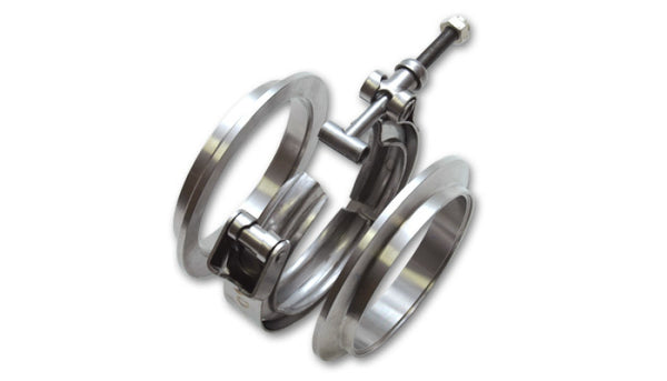 Vibrant AL V-B Flange Assembly 3.5in OD Tubing incl 2 AL V-b flanges 1 SS V-B Clamp 1 Viton O-Ring - Bull Strap
