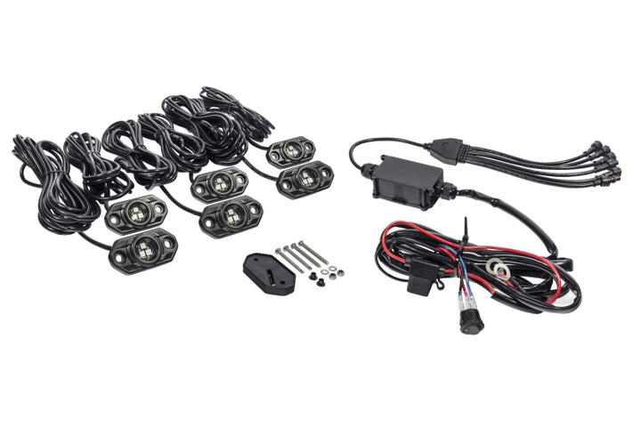 KC HiLiTES C-Series RGB LED Rock Light Kit (Incl. Wiring) - Set of 6 - Bull Strap