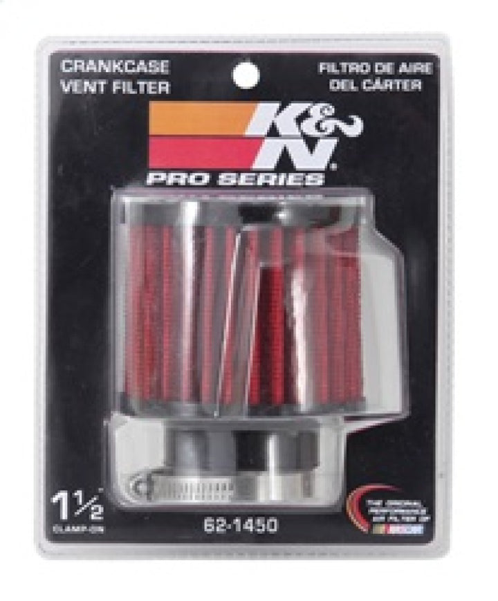 K&N 1.5in Flange ID x 3in OD x 2.5in H Rubber Base Crankcase Vent Filter - Bull Strap