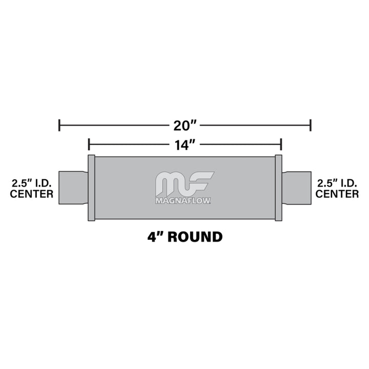 MagnaFlow Muffler Mag SS 14X4X4 2.5X2.5 - Bull Strap