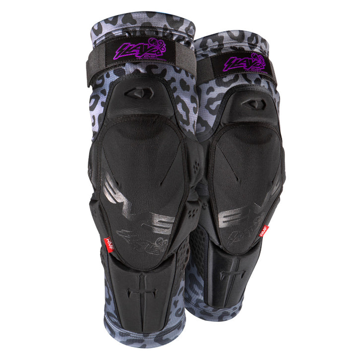 EVS Slayco96 Knee Guard Pair Ghost/Leopard - 2XL - Bull Strap