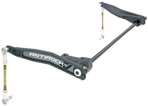 RockJock JK Antirock Sway Bar Kit Front Bolt-On Steel Frame Brackets Forged Arms - Bull Strap
