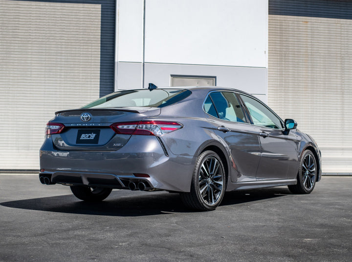 Borla 18-20 Toyota Camry XSE 3.5in Tip Dual Split Rear Exit Cat Back S-Type Exhaust Black Chrome - Bull Strap