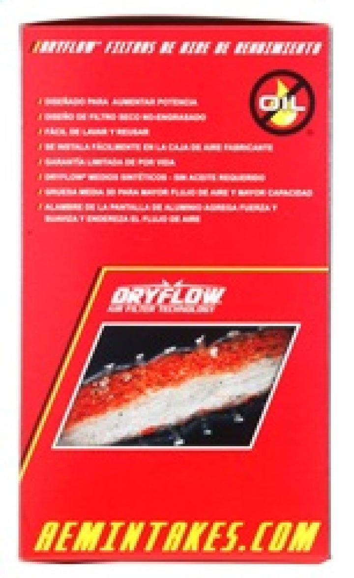 AEM 2.75in Flange ID x 6.25in Base OD x 7in H Dryflow Conical Air Filter - Bull Strap