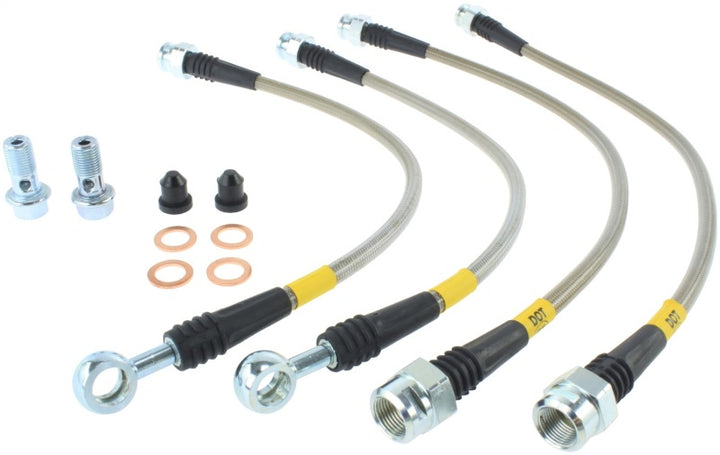 StopTech 07-08 Cadillac Escalade Stainless Steel Rear Brake Lines - Bull Strap