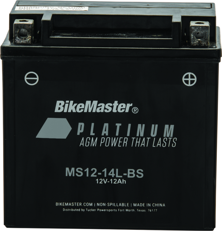 BikeMaster AGM Battery - MS12-14L-BS - Bull Strap