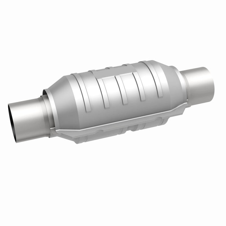 MagnaFlow Conv Univ 2in Inlet/Outlet Ctr/Ctr Round 9in Body L x 5.125in W x 13in Overall L 49 State - Bull Strap