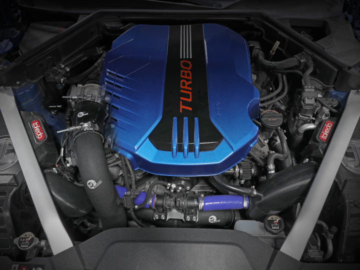 AFE 18-22 Kia Stinger V6-3.3L BladeRunner Alum Hot/Cold Charge Pipe Kit Black - Bull Strap