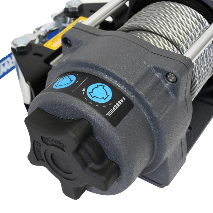 Superwinch 2500 LBS 12V DC 3/16in x 40ft Steel Rope Terra 2500 Winch - Gray Wrinkle - Bull Strap