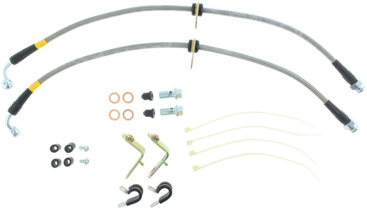 StopTech 11-14 Ford Mustang GT 5.0L V8 Stainless Steel Front Brake Lines - Bull Strap