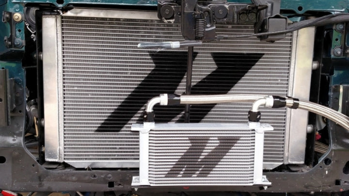 Mishimoto Universal 10 Row Oil Cooler Kit (Metal Braided Lines) - Bull Strap