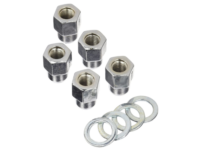 Weld Open End Lug Nuts w/Centered Washers 1/2in. RH - 5pk. - Bull Strap