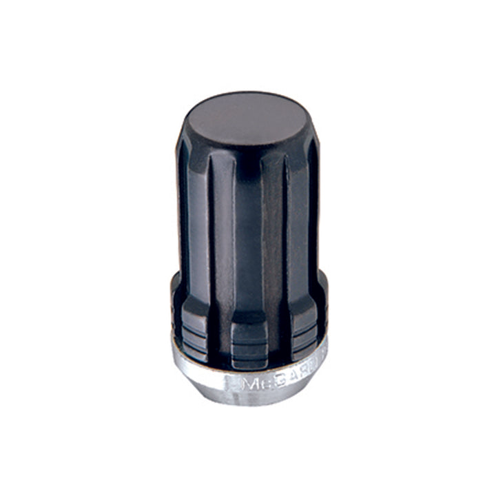 McGard SplineDrive Lug Nut (Cone Seat) M14X1.5 / 1.648in. Length (4-Pack) - Black (Req. Tool) - Bull Strap