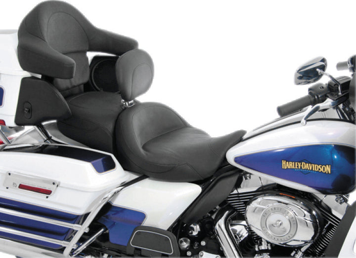 Mustang 08-21 Harley Electra Glide, Rd Glide, Rd King ,Str Glide Super Touring 1PC Seat - Black - Bull Strap