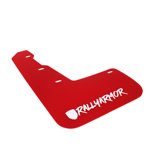 Rally Armor 15-21 Subaru WRX/STI Red Mud Flap White Altered Font Logo - Bull Strap