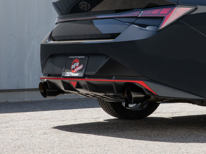aFe Takeda Hyundai Elantra N 22-23 L4-2.0L (t) 3in 304 SS Cat-Back Exhaust w/ Black Tips - Bull Strap