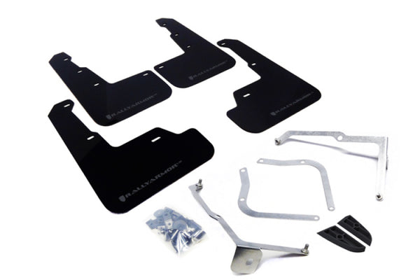 Rally Armor 15-21 Subaru WRX/STI Black UR Mud Flap w/Grey Logo - Bull Strap