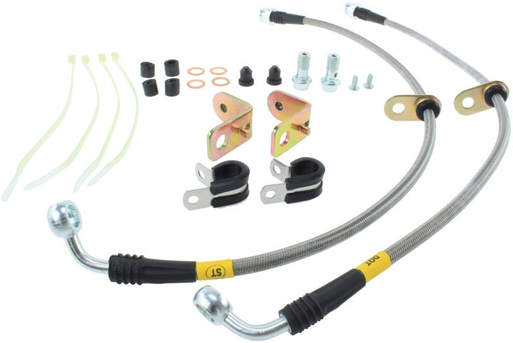 StopTech 11-14 Ford Mustang GT 5.0L V8 Stainless Steel Front Brake Lines - Bull Strap