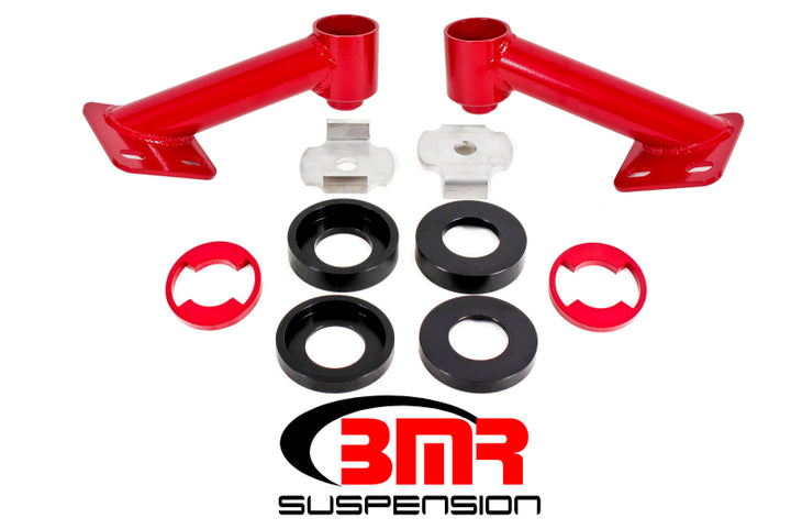 BMR 15-17 S550 Mustang Cradle Bushing Lockout Kit - Red - Bull Strap