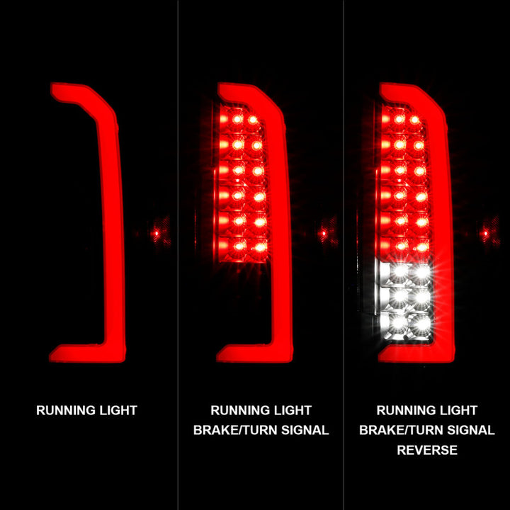 ANZO 15-21 Chevrolet Colorado Full LED Tail Lights w/ Red Lightbar Black Housing Clear Lens - Bull Strap