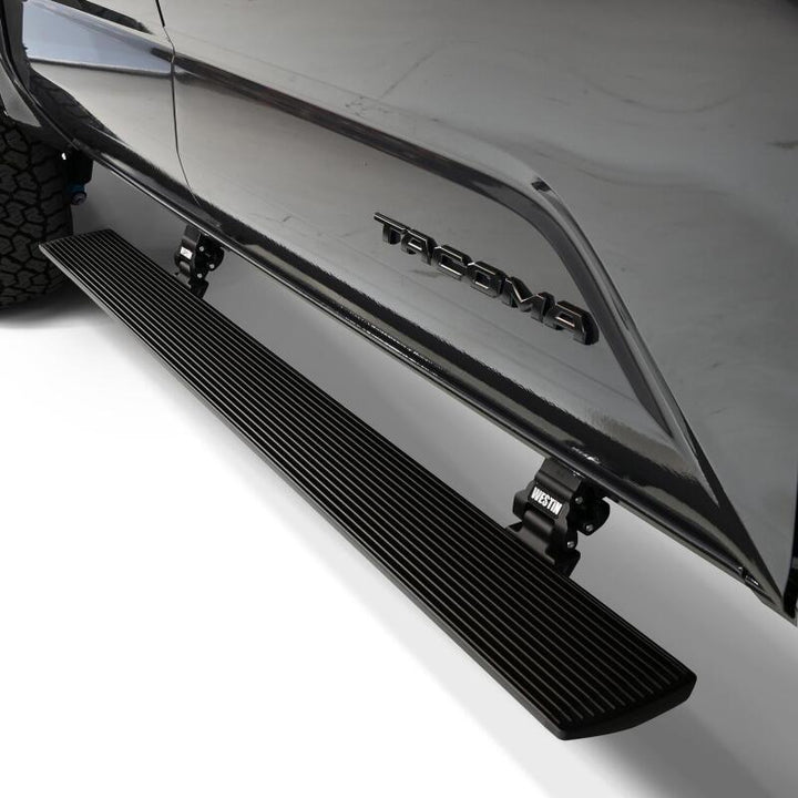 Westin 2024 Toyota Tacoma Double Cab Pro-E Electric Running Boards - Textured Black - Bull Strap