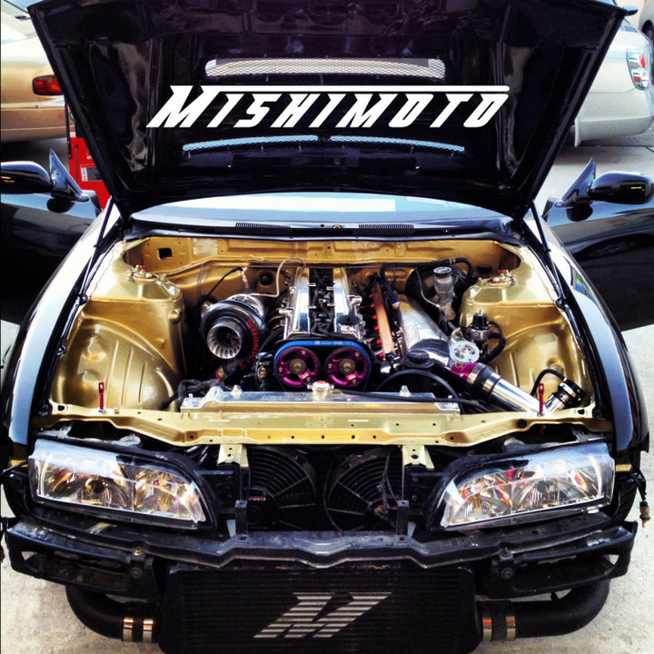 Mishimoto Universal Silver R Line Intercooler Overall Size: 31x12x4 Core Size: 24x12x4 Inlet / Outle - Bull Strap