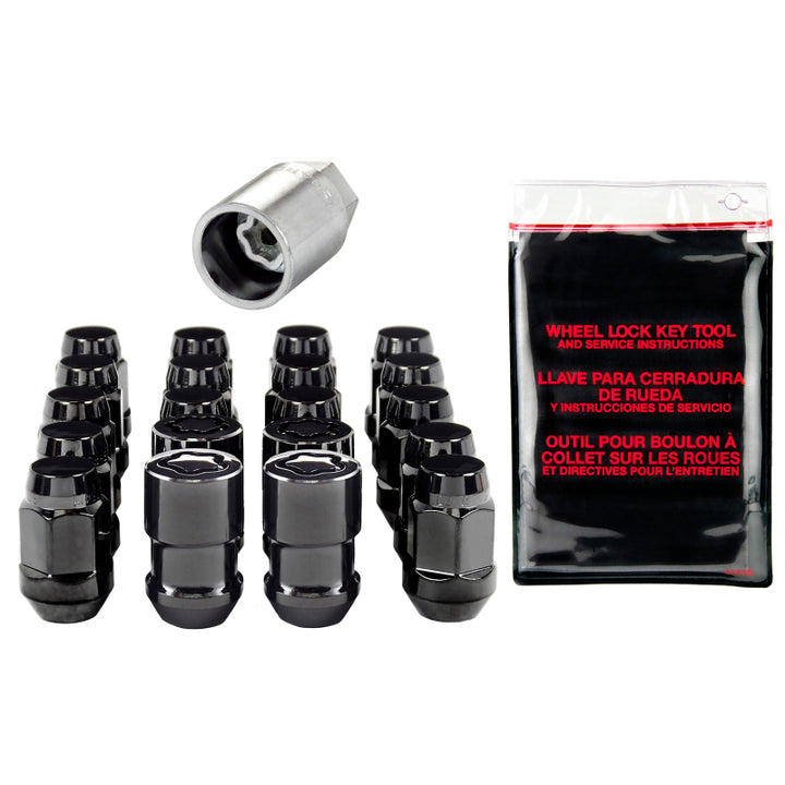McGard 5 Lug Hex Install Kit w/Locks (Cone Seat Nut / Bulge) M12X1.5 / 3/4 Hex / 1.45in. L - Black - Bull Strap