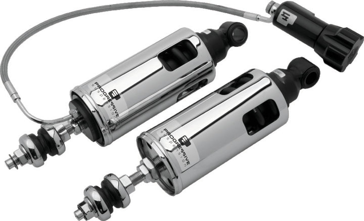 Progressive 00-17 Harley Softail 422 Series Shocks w/RAP - Chrome - Bull Strap