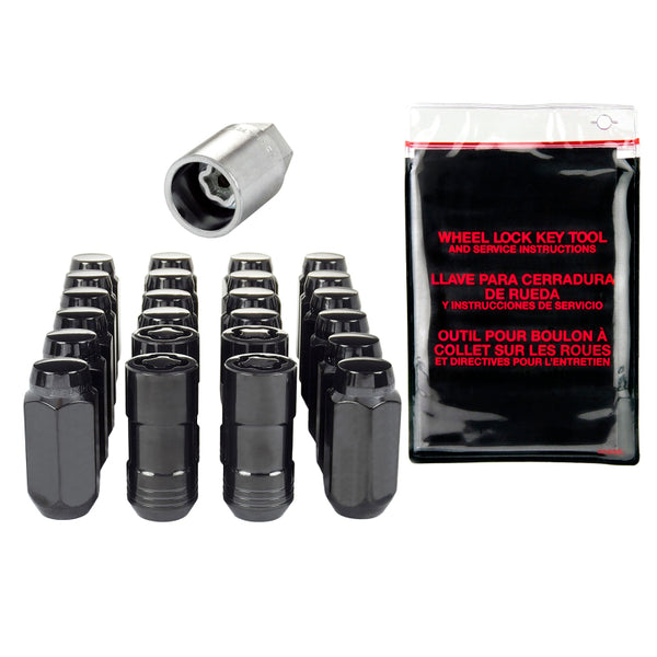 McGard 6 Lug Hex Install Kit w/Locks (Cone Seat Nut) M14X1.5 / 22mm Hex / 1.945in. Length - Black - Bull Strap