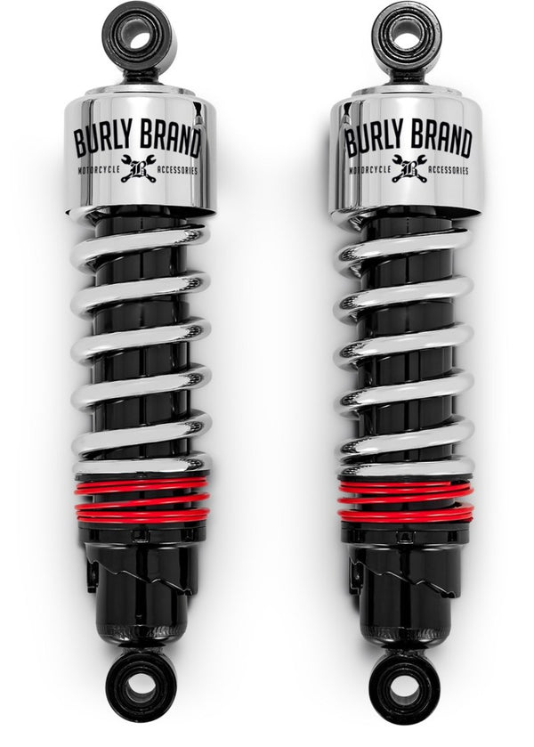 Burly Brand Slammer Plus Shocks 11.5in - Chrome - Bull Strap
