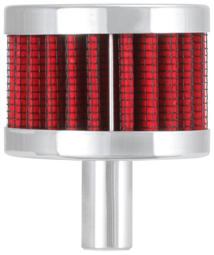 K&N Steel Base Chrome Top Crankcase Vent Filter 1/2in. Vent / 2in. OD / 1-1/2in. Height - Bull Strap