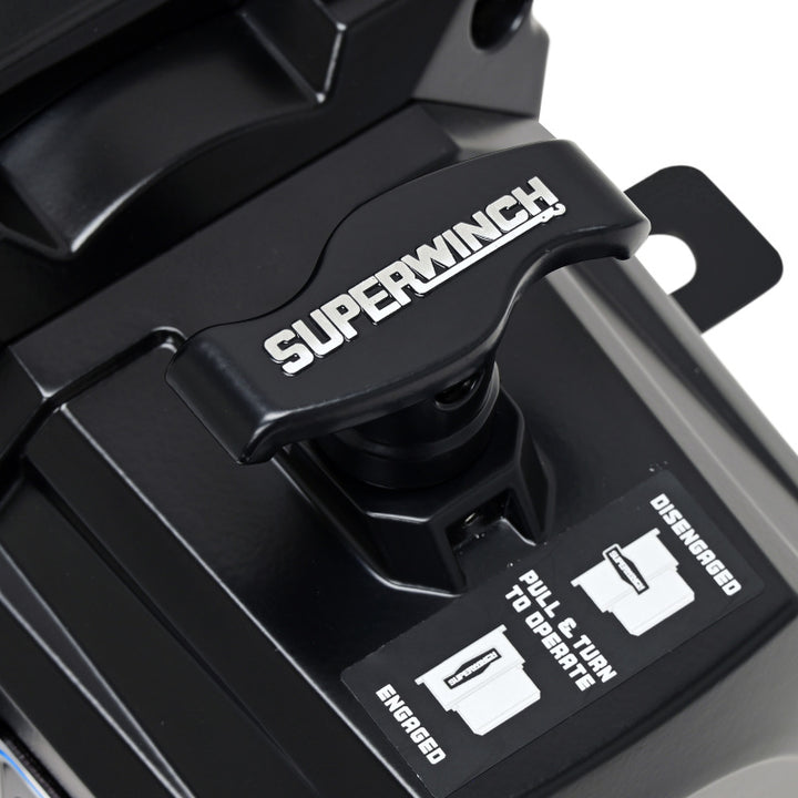 Superwinch 10000 LBS 12V DC 3/8in x 80ft Synthetic Rope SX10SR Winch - Semi Gloss Black - Bull Strap