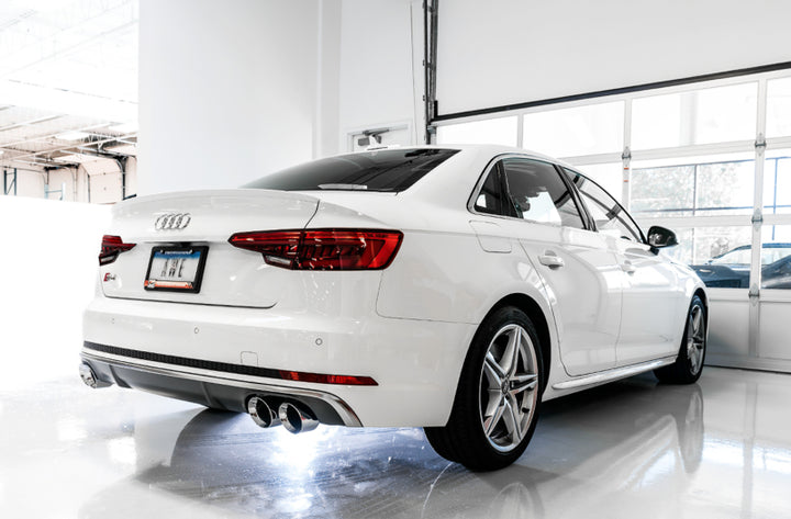 AWE Tuning Audi B9 S5 Sportback Track Edition Exhaust - Non-Resonated (Black 102mm Tips) - Bull Strap