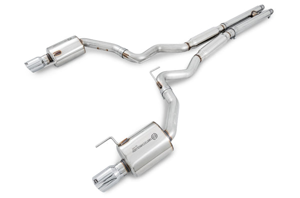 AWE Tuning S550 Mustang GT Cat-back Exhaust - Touring Edition (Chrome Silver Tips) - Bull Strap