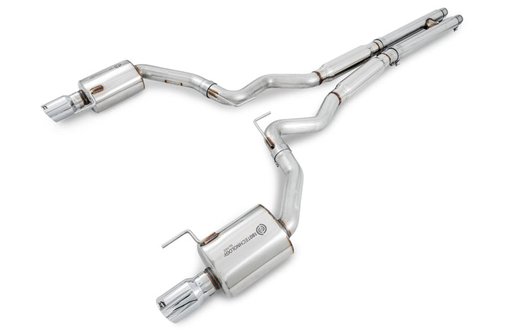 AWE Tuning S550 Mustang GT Cat-back Exhaust - Touring Edition (Chrome Silver Tips) - Bull Strap