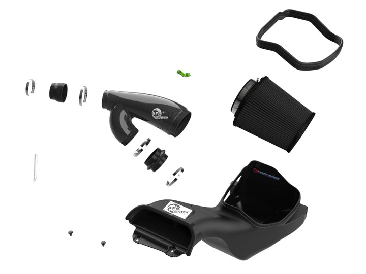 aFe 21-24 Ford F150 Raptor Track Series Carbon Fiber Cold Air Intake System w/ Black Pro 5R Filter - Bull Strap