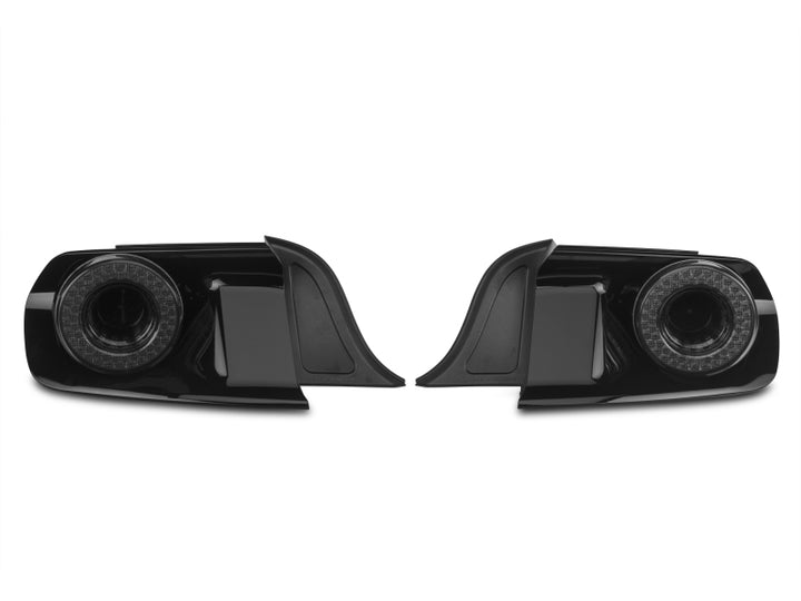 Raxiom 15-22 Ford Mustang Halo LED Tail Lights - Gloss Black Housing (Smoked Lens) - Bull Strap