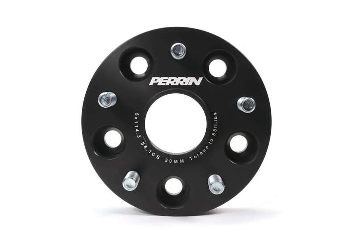 PERRIN Subaru 30mm Wheel Spacers 5x114.3 BP w/56mm Hub - Black - Bull Strap