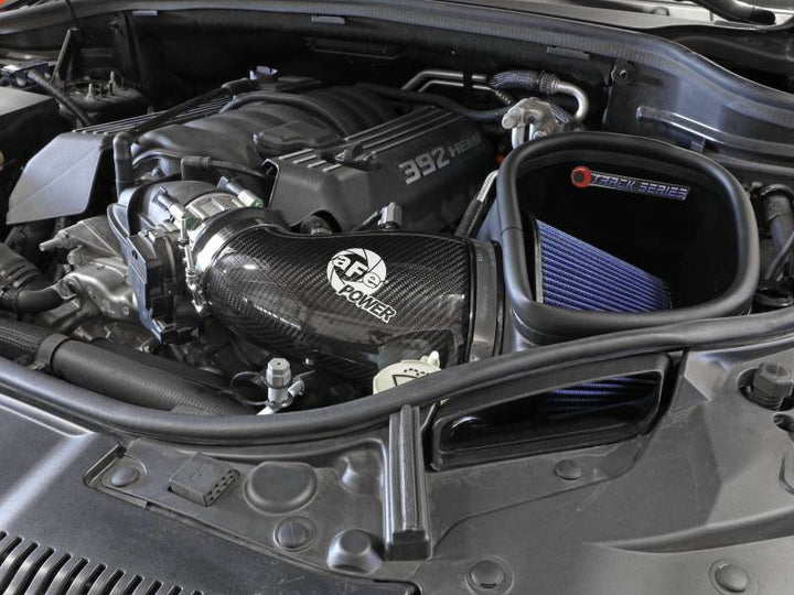 aFe 12-21 Jeep Grand Cherokee 6.4L Track Series Carbon Fiber Cold Air Intake System w/Pro 5R Filter - Bull Strap