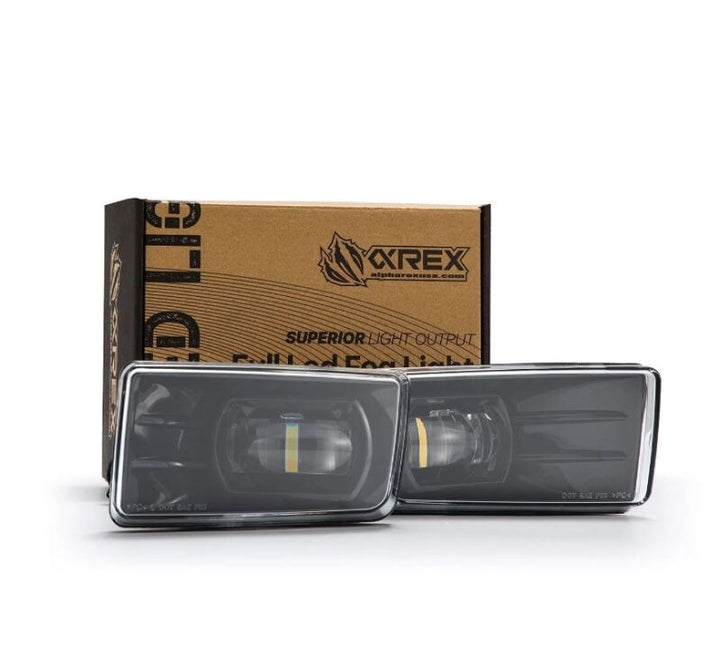 AlphaRex 07-13 Chevrolet Silverado/04-17 Tahoe DoubleTap Dual Color LED Proj Fog Lights - Wt/Ambr - Bull Strap