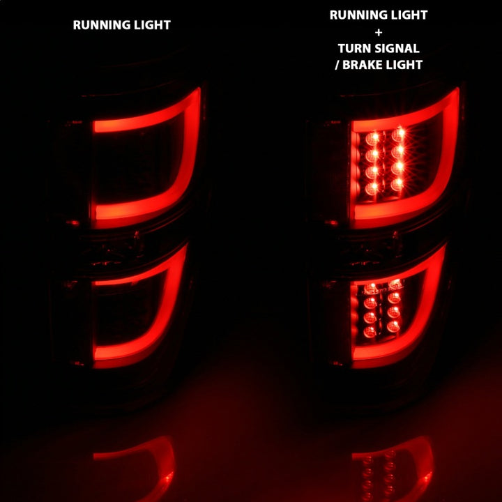 ANZO 2009-2013 Ford F-150 LED Taillights Black - Bull Strap
