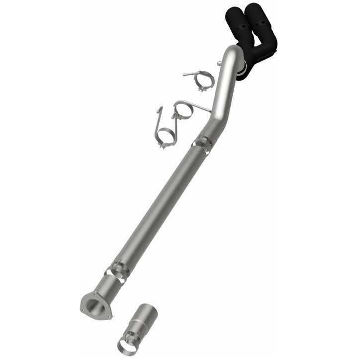 MagnaFlow 08-18 Ford F-250/F-350/F-450 4.6L/6.7 DPF-Back Black 4in Dual Single Rear Exit - Bull Strap