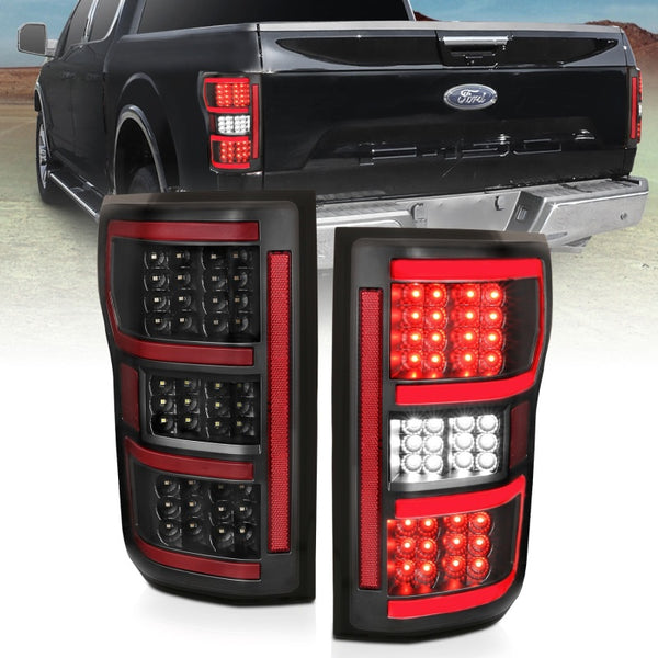 ANZO 18-19 Ford F-150 LED Taillights Black - Bull Strap