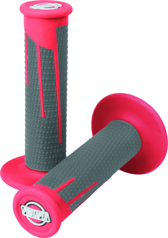 ProTaper Full Diamond Clamp-On Grips - Red/Dark Gray - Bull Strap