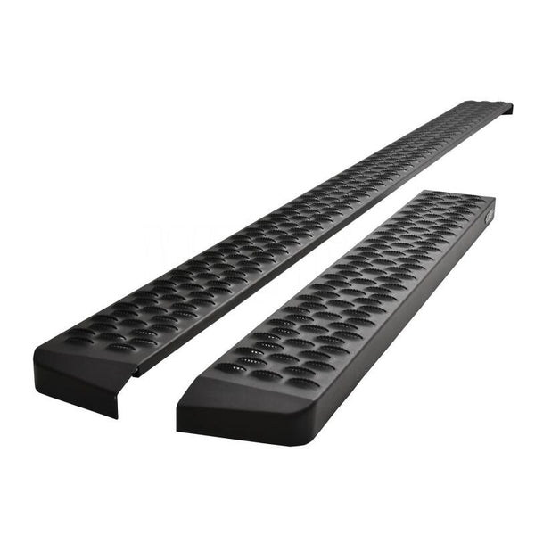 Westin Ford Transit Van 150/250/350 (46in Driver & 97in. Pass) Grate Steps Running Boards - Tex. Blk - Bull Strap