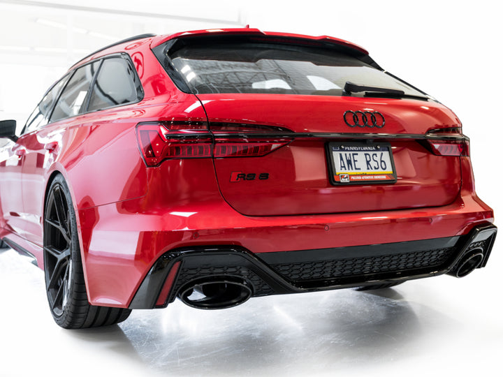 AWE Tuning 21-23 Audi C8 RS6/RS7 SwitchPath Cat-back Exhaust - Diamond Black Tips - Bull Strap