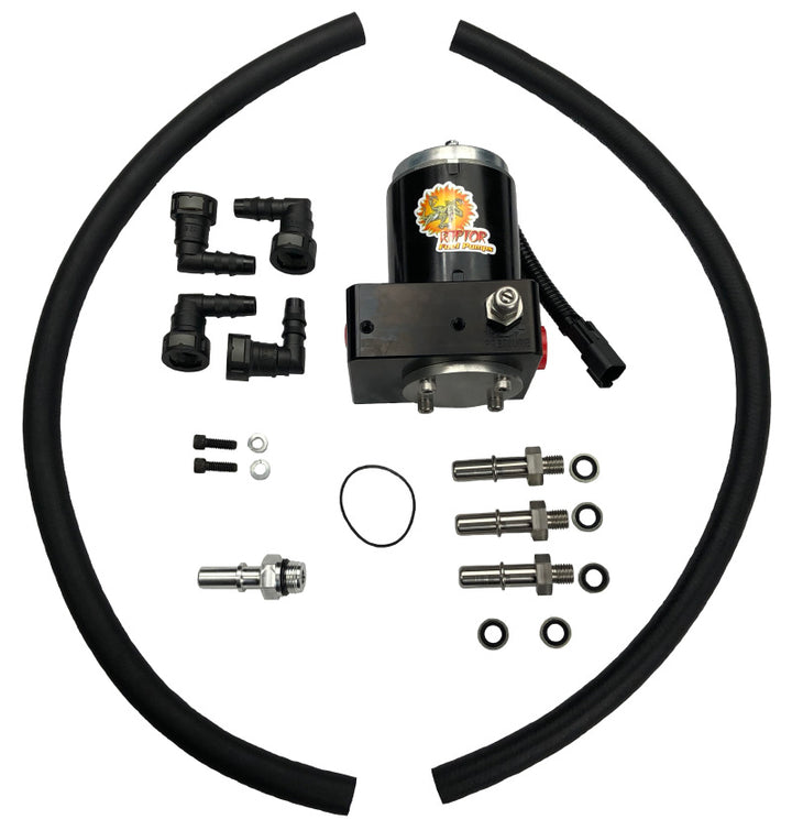 PureFlow Raptor 98.5-02 Dodge 5.9L Cummins FRRP-150 Factory Replacement Fuel Pump w/Big Line Kit - Bull Strap
