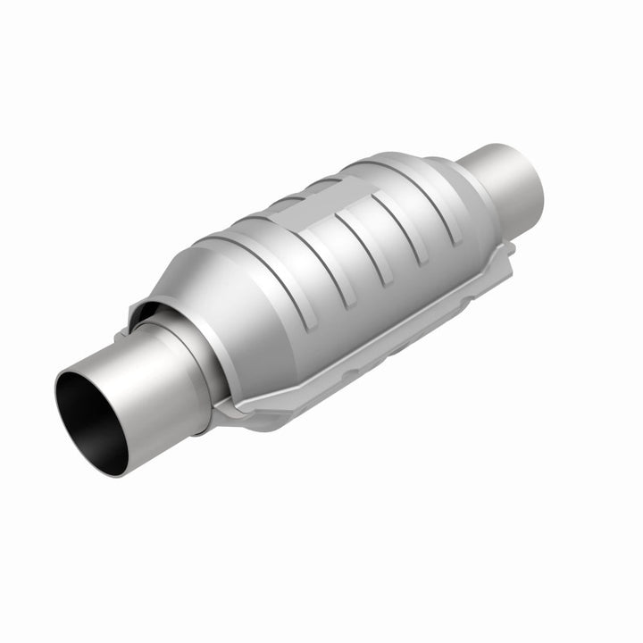 MagnaFlow Conv Univ 2in Inlet/Outlet Ctr/Ctr Round 9in Body L x 5.125in W x 13in Overall L 49 State - Bull Strap